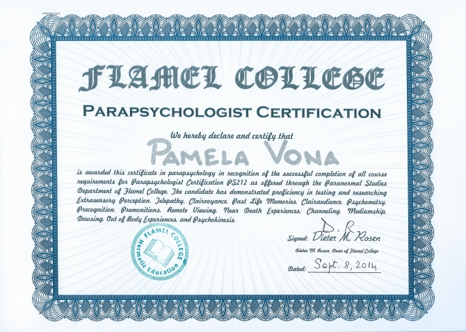 PARAPSYCHOLOGIST - Pamela Vona